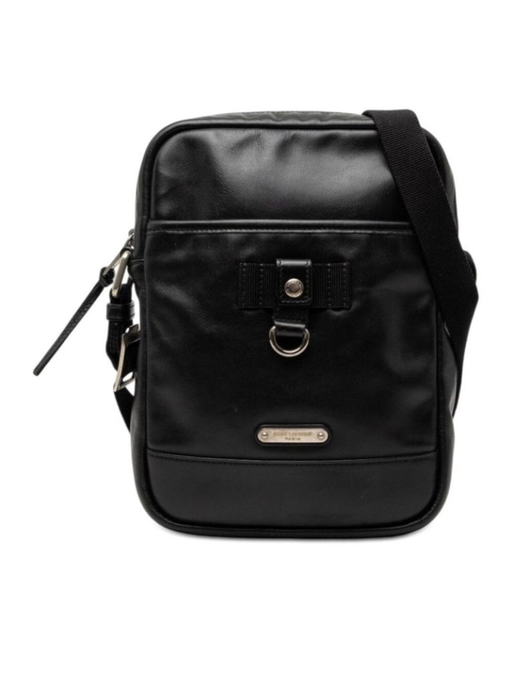 Saint Laurent Logo Shoulder Bag Cross Crossbody Black Leather